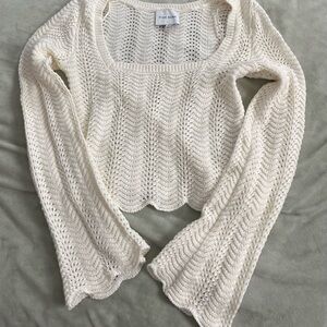 Pink Rose Cream Knit Sweater